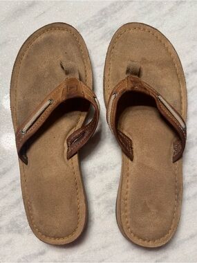 Sperry Top Siders Brown Leather Flip Flop Sandals